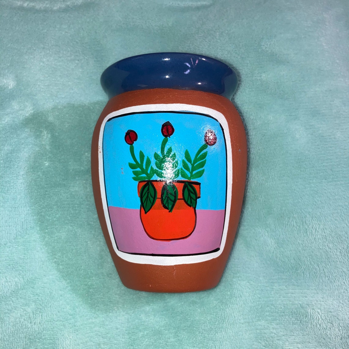 Handpanted Ceramic Mexican Loteria Jarritos 16 oz Clay Etsy