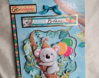 Greeting Card - 3D Decopauge - Koala Birthday Style 1