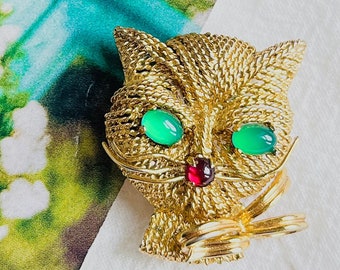 dior ねこ　ブローチ Christian Dior ディオール キャット ブローチ 猫 ゴールド