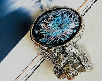 Yves Saint Laurent YSL Arty Clear Icy Blue Black Cabochon