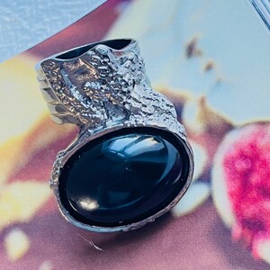 Yves Saint Laurent YSL Arty Onyx Chunky Statement Cabochon Ring, Size 8,  Silver, Mom, Girl, Wife, Y2K, Him, Men, Anniversary, Birthday Gift