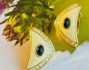 Christian Dior 1980s Vintage Large Vivid Wavy Leaf Crystals