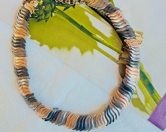 Christian Dior Vintage 1980-tals gråsvart roséguld orm Omega Chunky halsband mamma, år 2000, flicka, fru, honom, årsdag, bröllop, födelsedagspresent