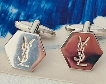 Yves Saint Laurent サンローラン　オクタゴナルカフリンクス Yves Saint Laurent Classic Logo Hallmark Monogram YSL Hexagon