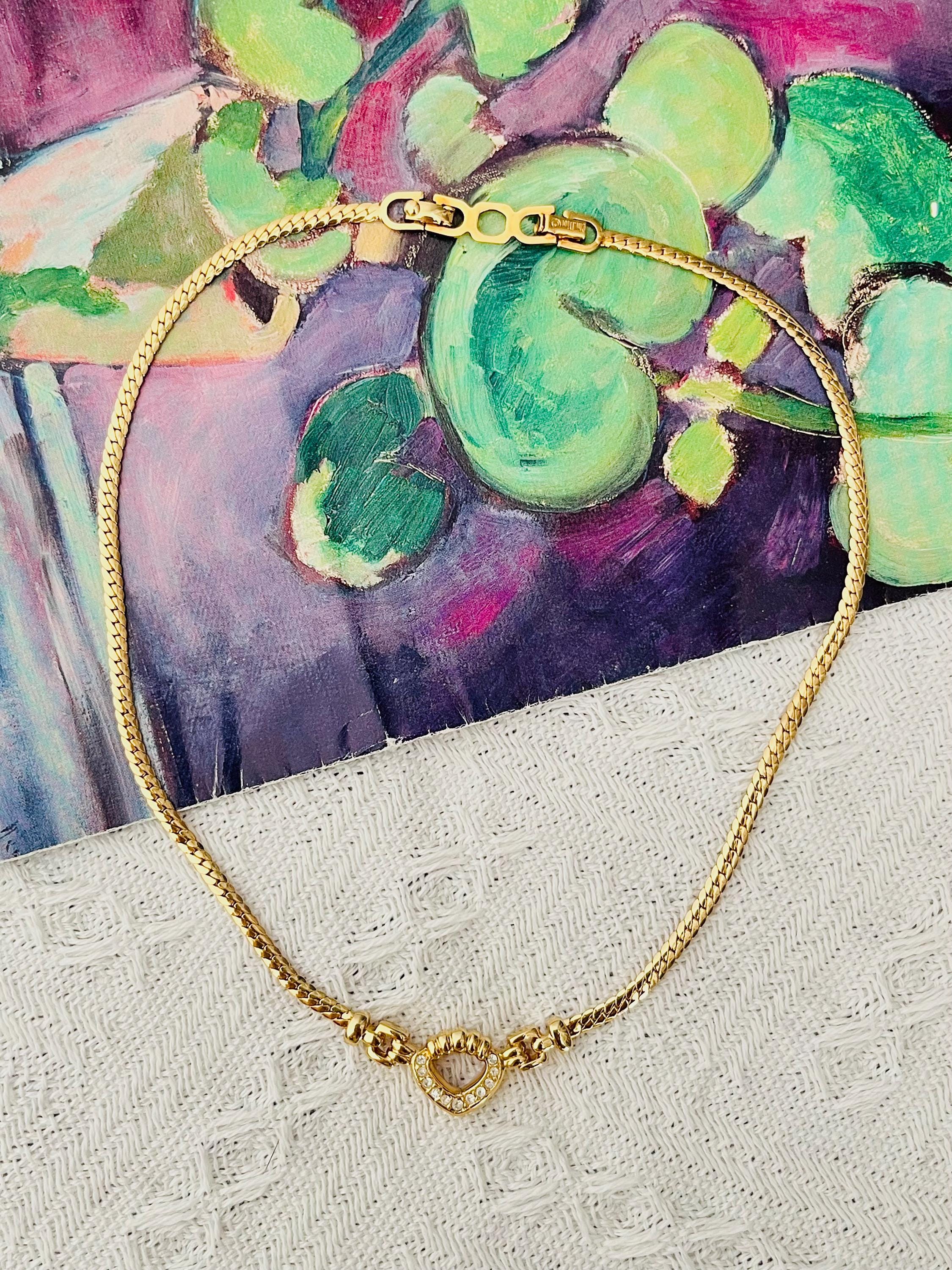 希少✨ Dior ディオール ネックレス フラワーモチーフ 紫 ゴールド クリスチャン・ディオール ヴィンテージ 1980年代 ハート