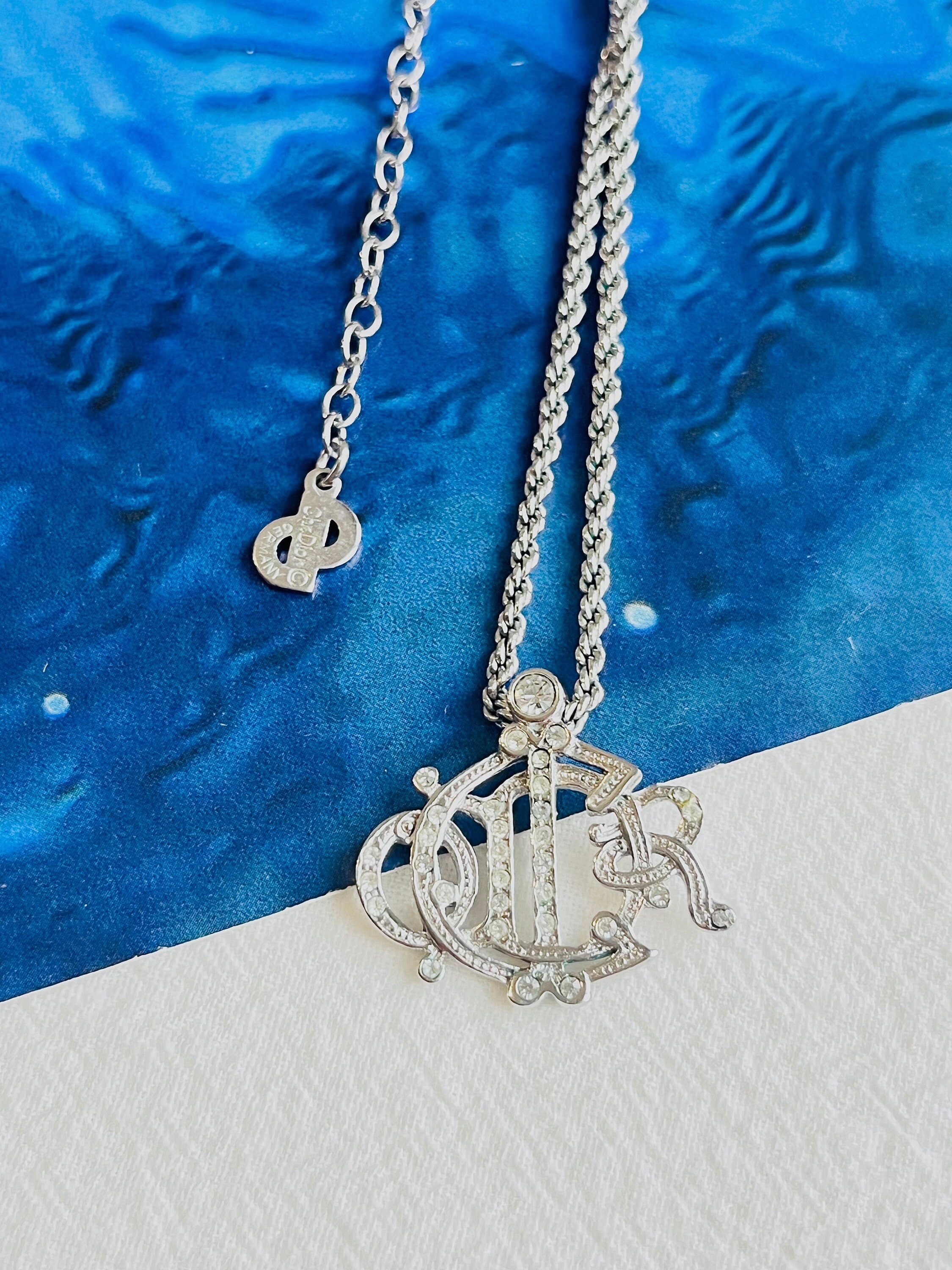 Christian Dior Vintage 1990s Logo Monogram Insignia Crystals