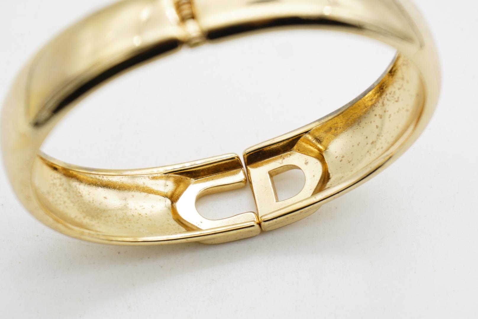 Christian Dior 1970s Vintage Glow CD Logo Chunky Clamper Cuff