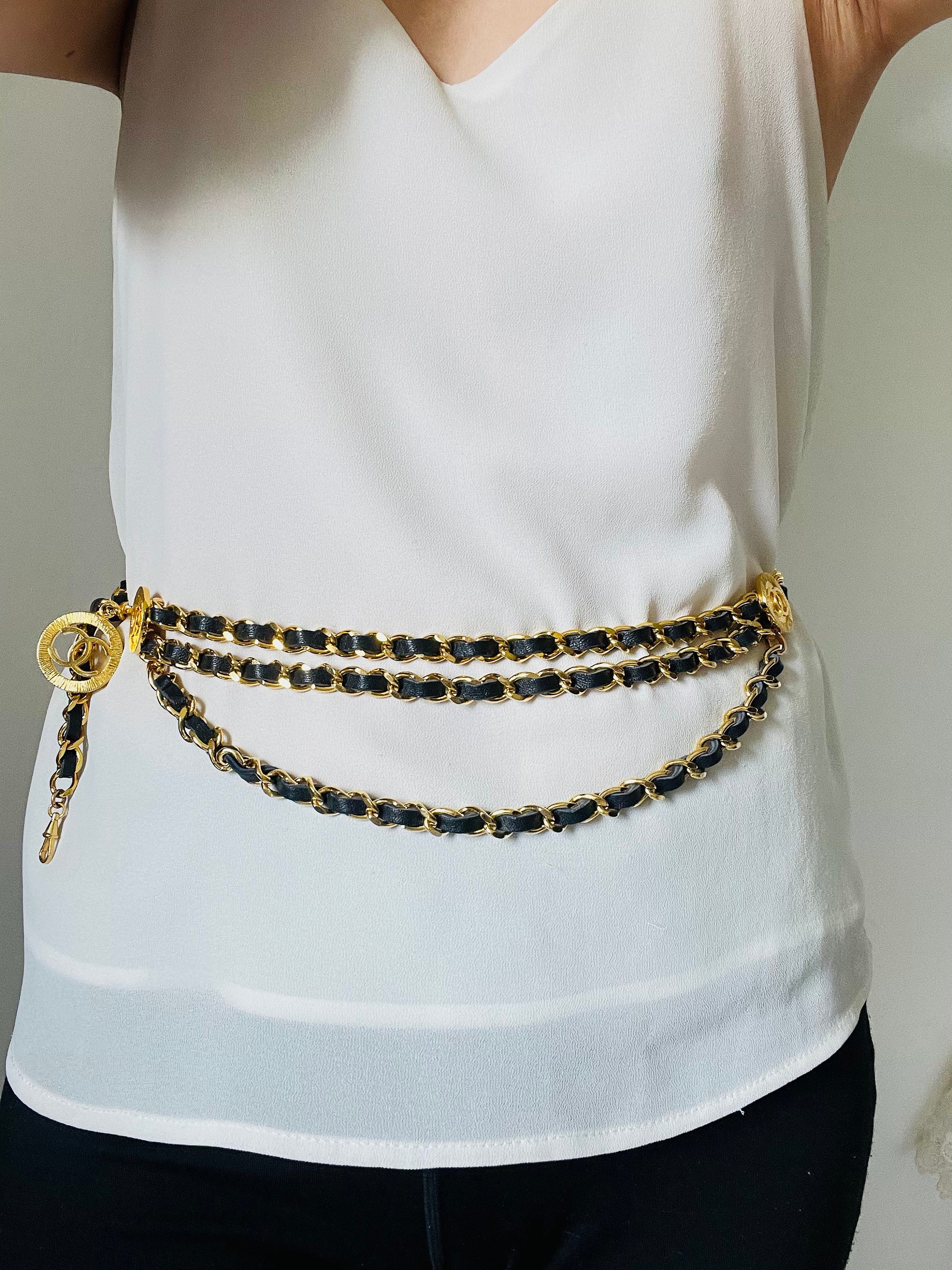 Chanel Vintage 1984 Medallion CC Logo Black Leather Triple Chanel Vintage 1984 Medallion CC Logo Black Leather Triple