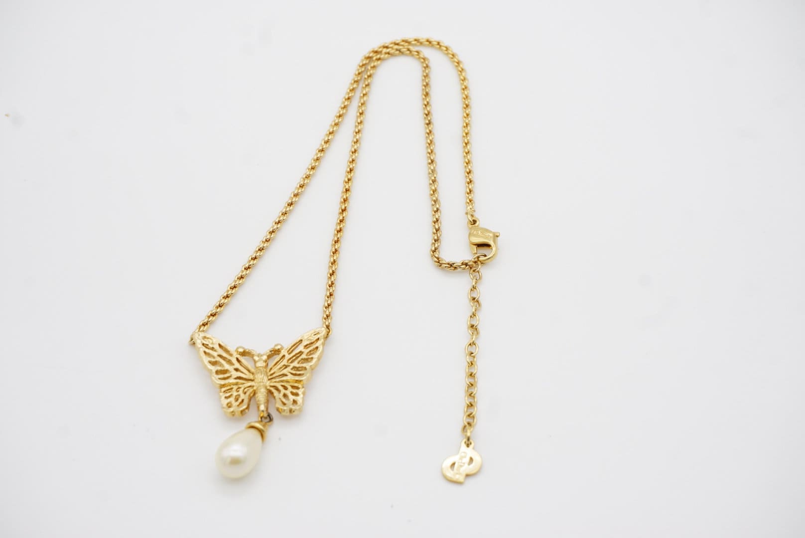 Christian Dior Vintage 1980s Openwork Butterfly White Water Drop