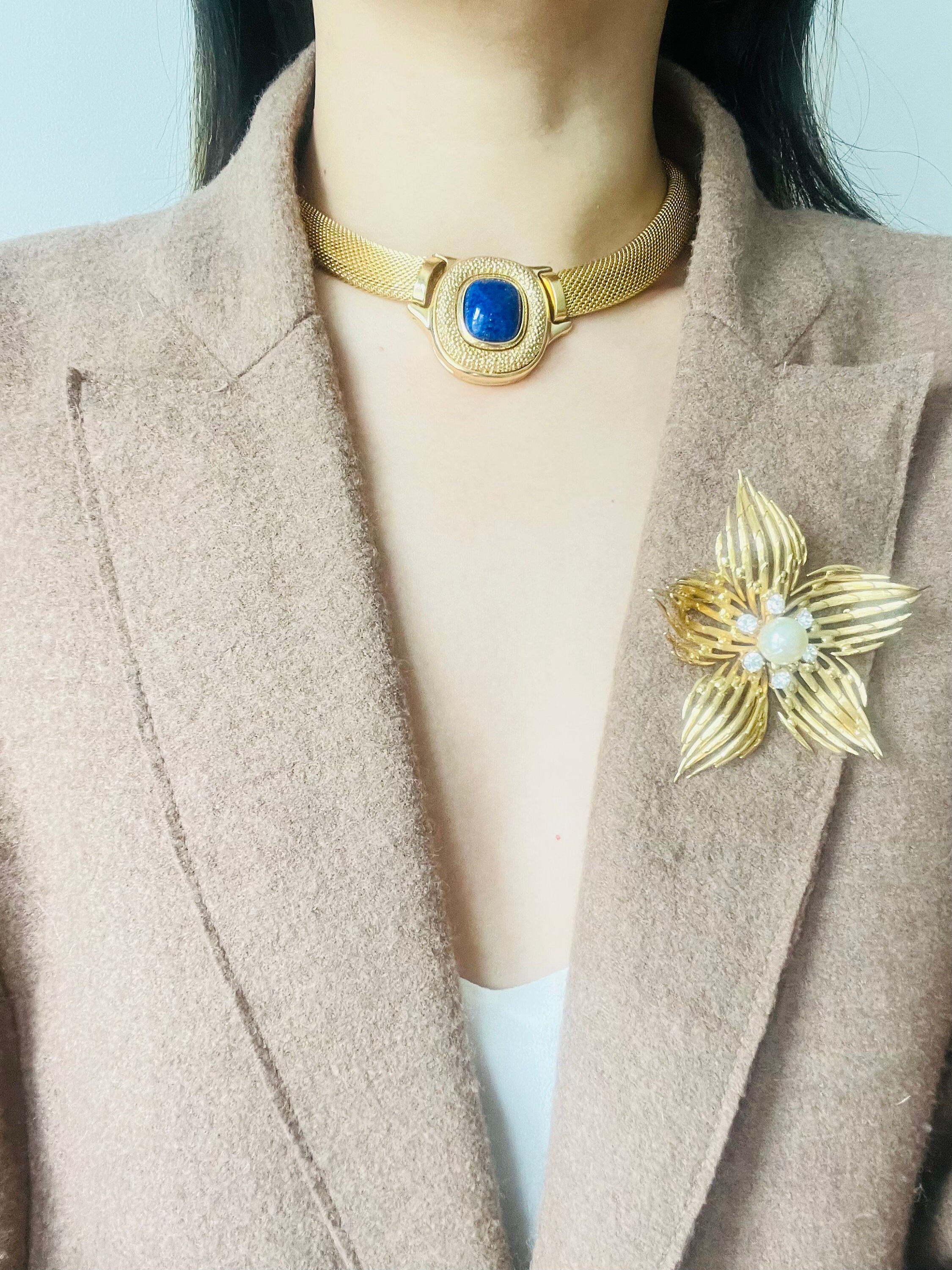 Christian Dior GROSSE 1968 Huge Openwork Flower Pentagram Pearl
