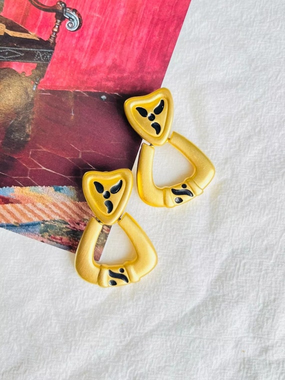 Givenchy Vintage Triangle Heart Love Black Hoop M… - image 10