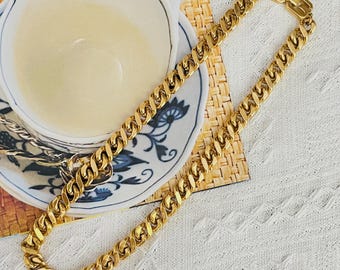 Givenchy Vintage 1980s Logo Interlocked Link Snake Cuban Chunky