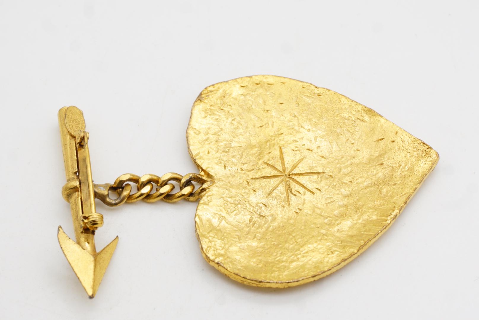Chanel Vintage 1993 Logo CC Heart Cambon Paris Arrow Dangle Bow