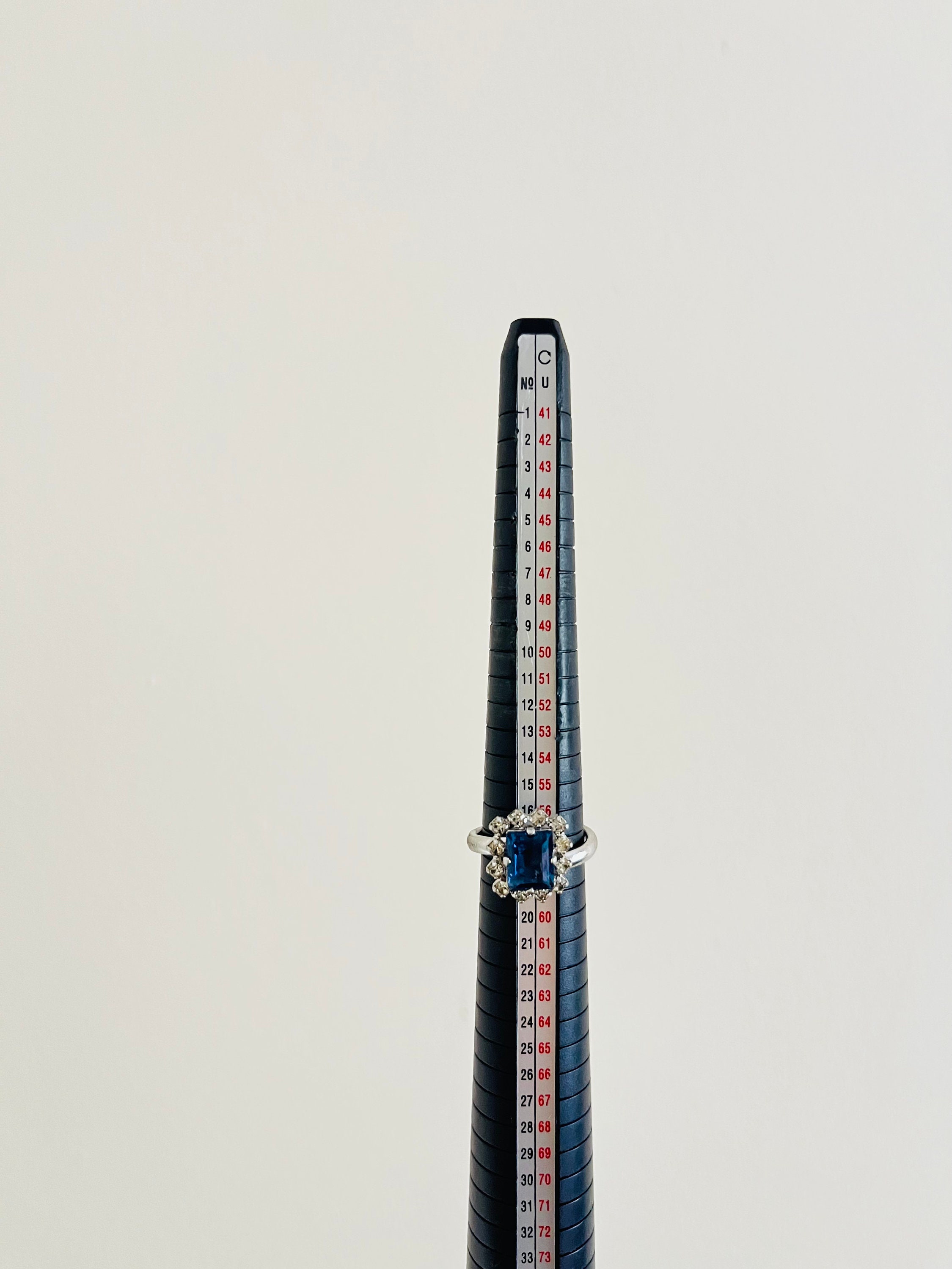 Christian Dior 1970s Vintage Rectangle Aqua Blue Crystals Halo 