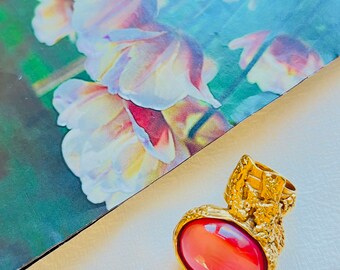 Yves Saint Laurent YSL Arty Clear Pink Statement Chunky Cabochon