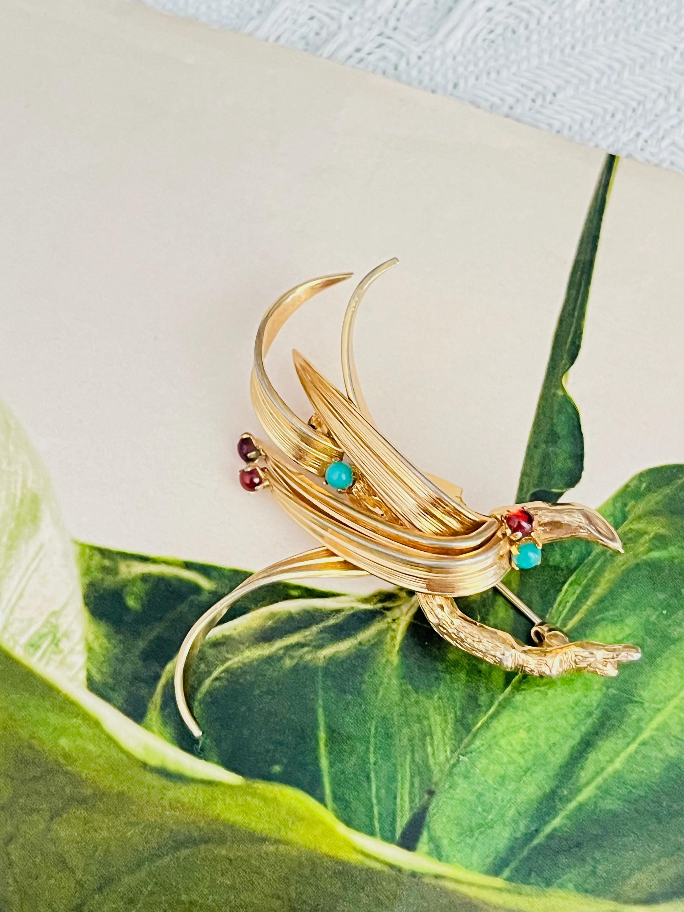 Christian Dior GROSSE 1962 Vintage Turquoise Ruby Crystals Flower