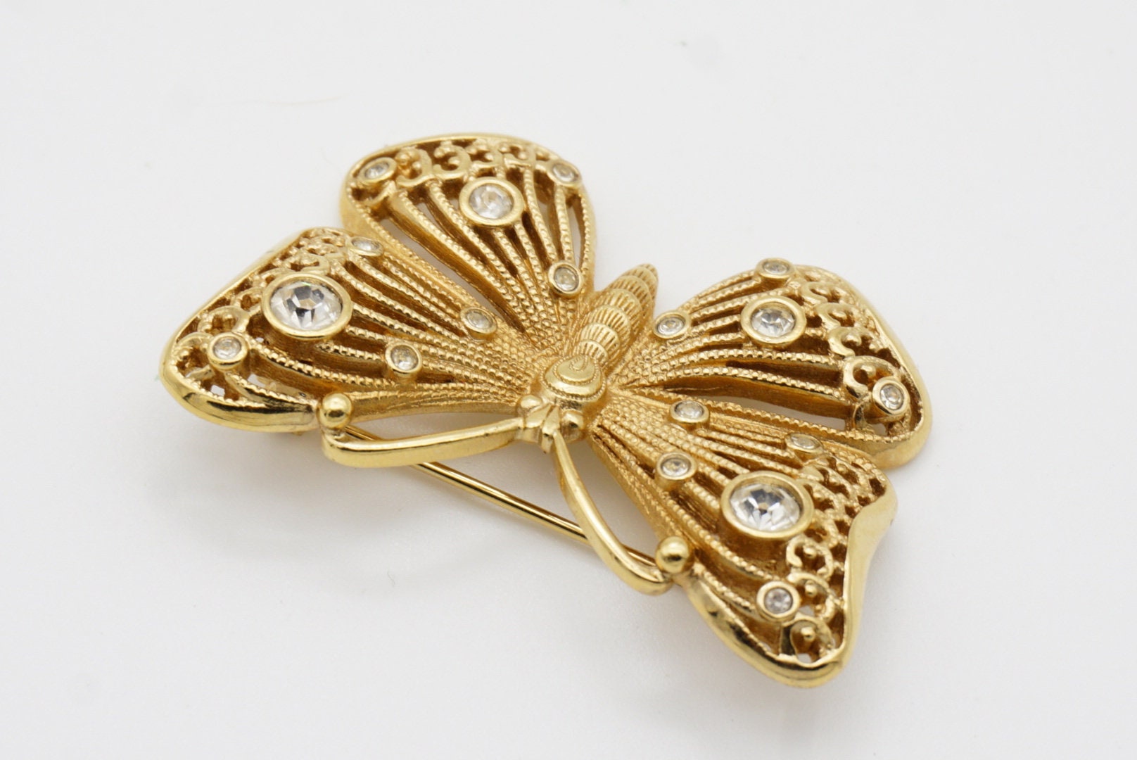 Christian Dior 1980s Vintage Vivid Butterfly Crystals Openwork