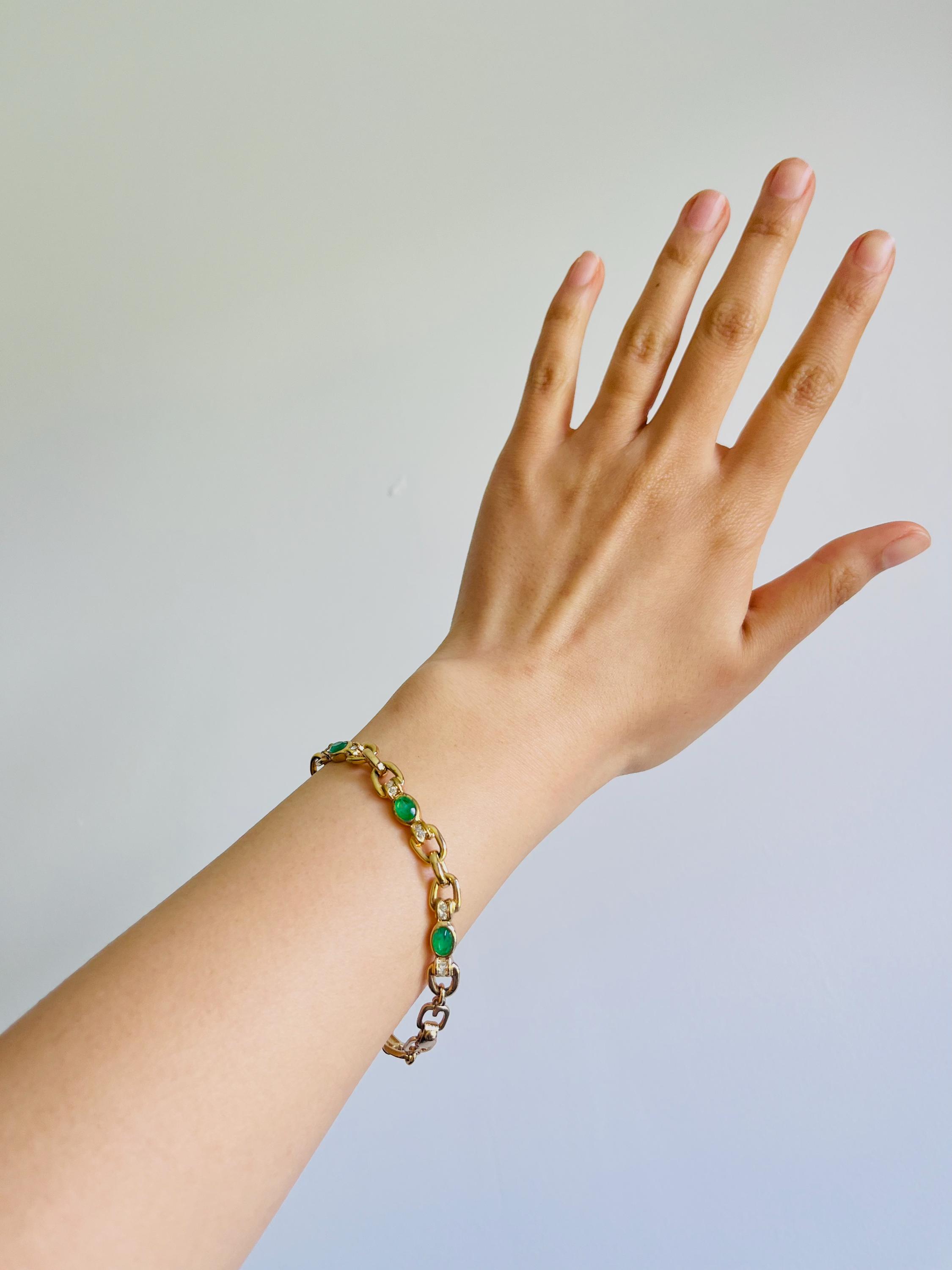 Christian Dior GROSSE 1970s Oval Emerald Crystals Interlocked