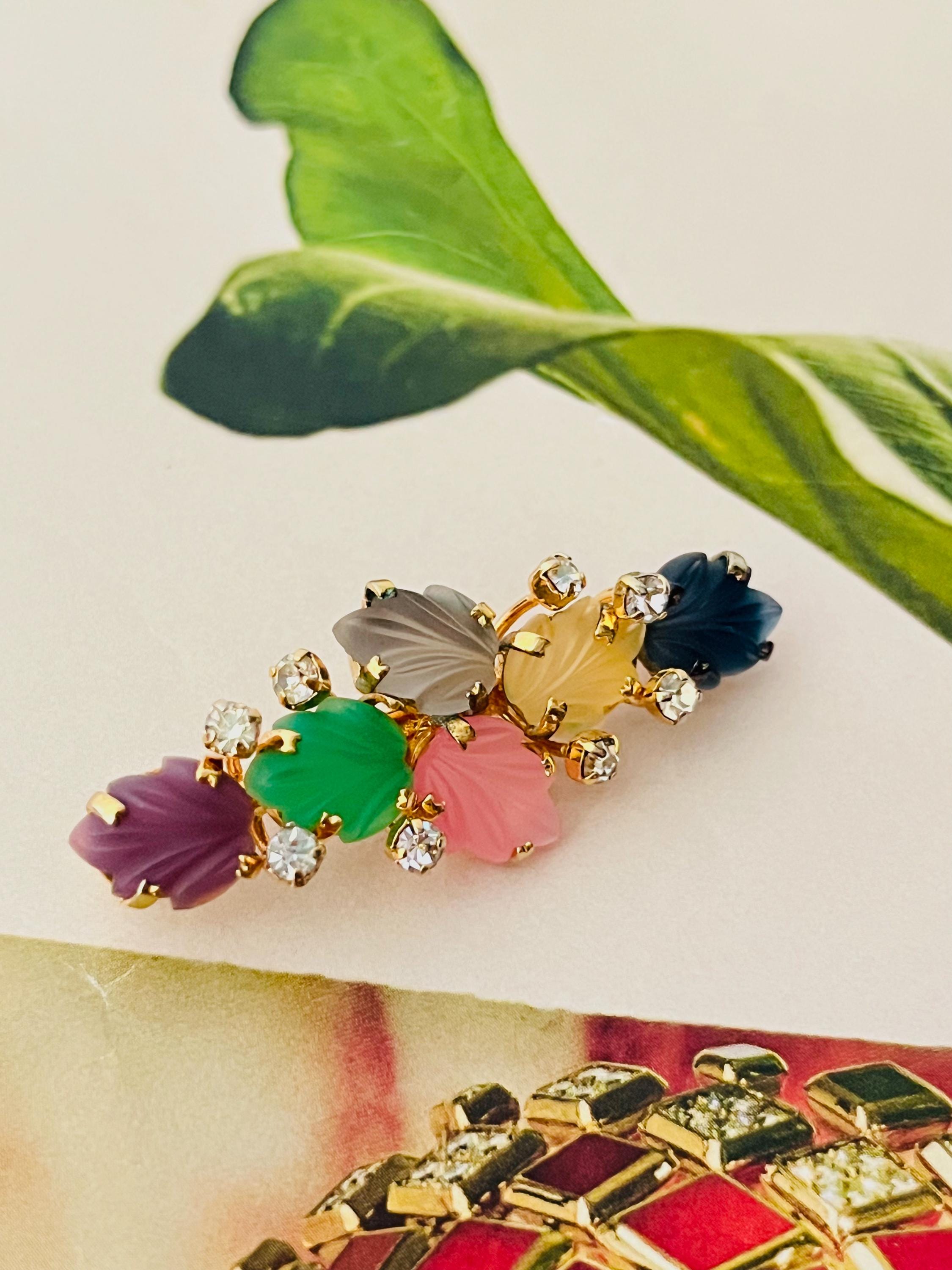 Christian Dior Vintage 1970 Pink Green Blue 6 Leaf Salad Flower