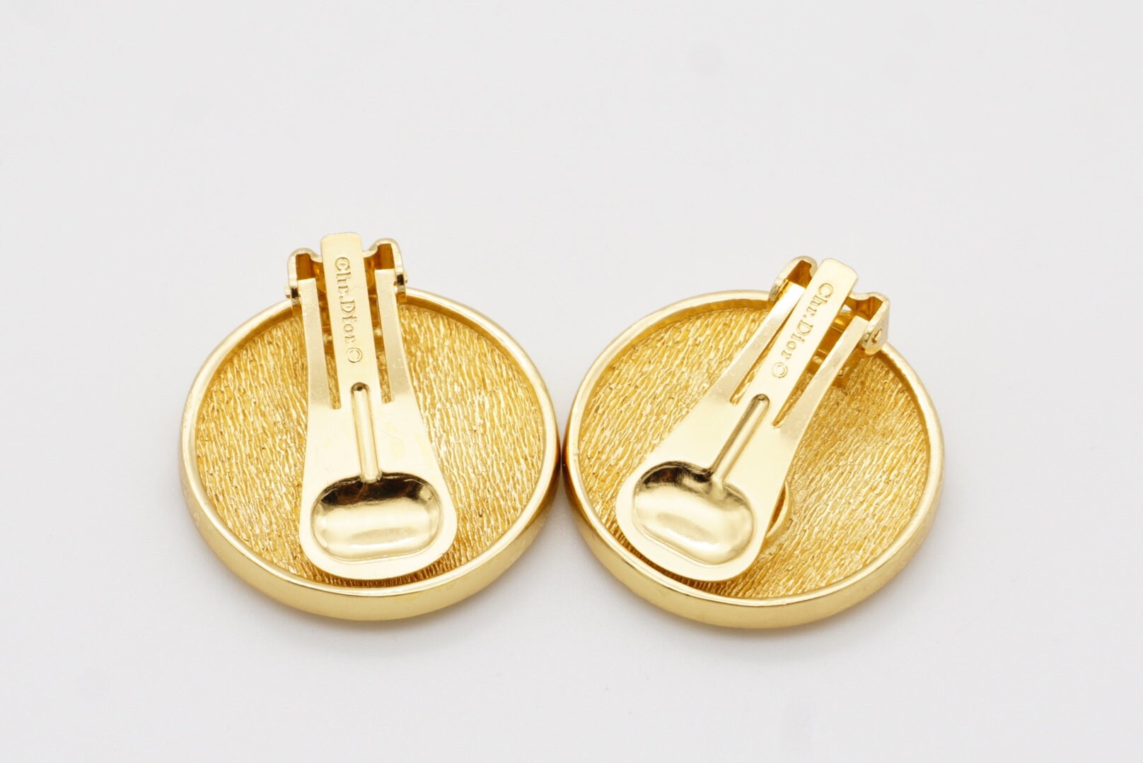 Boucles D'oreilles Clips Vintage Années 80 Dorées - Marque Orena, Occasion, Créateur Signé