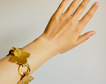 vintage Yves saint Laurent リーフ ブレスレット Yves Saint Laurent YSL Vintage Large Four Clover Flower Circle