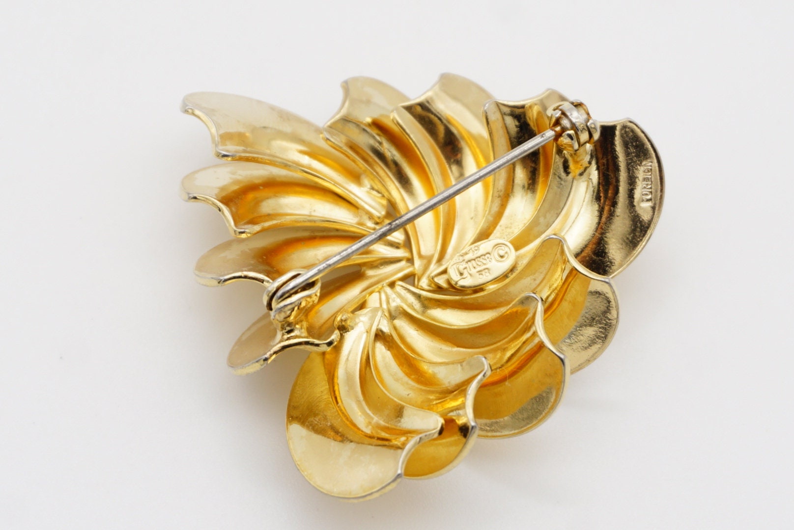 Christian Dior ブローチ 薔薇 ゴールド ヴィンテージ 9. Vintage Gold tone Rhinestone CHRISTIAN DIOR Rose Flower