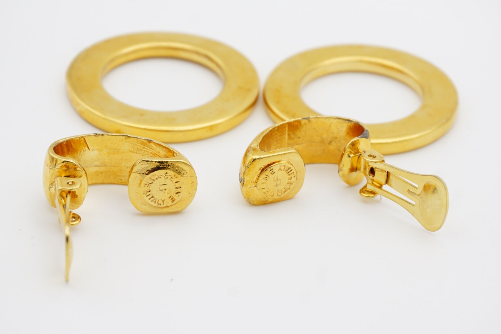 Celine Paris 1980s Vintage Massive Iconic Logo Circle Hoop Drop 