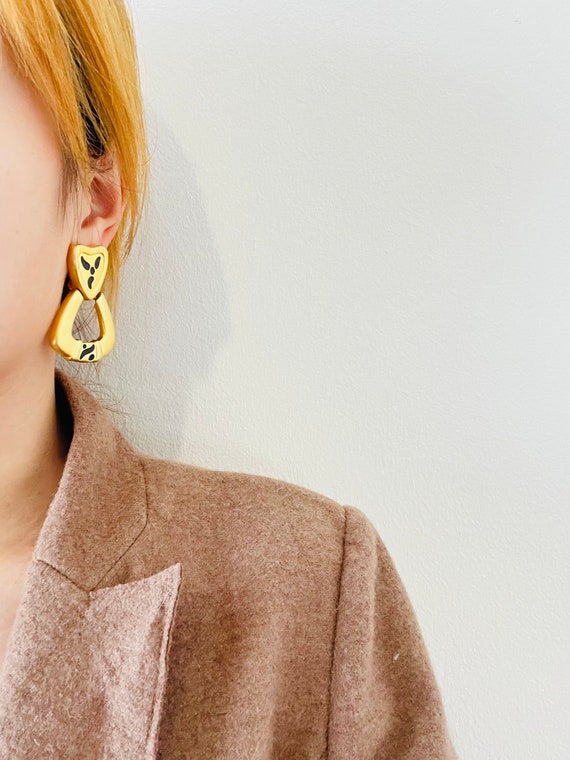 Givenchy Vintage Triangle Heart Love Black Hoop M… - image 3