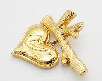 Christian Lacroix Vintage Classic Cross Logo Heart Love Drop