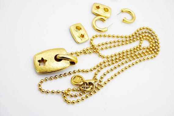 Givenchy Vintage Black Rectangle Circle Star Pend… - image 10