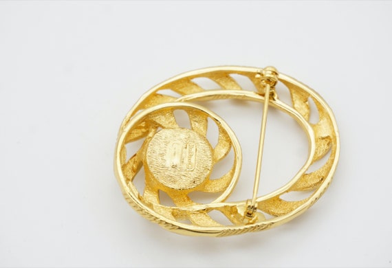 Christian Dior 1970年ドイツ製ブローチ Christian Dior 1970s Vintage Large Oval Swirl Openwork Round