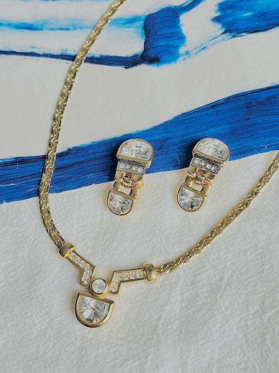 Christian Dior Vintage 1980s Semicircle Crystals Pendant Set Necklace Earrings, Gold, Mom, Girl, Wife, Y2K, Him, Anniversary, Birthday Gift - Etsy Christian Dior Vintage 1980s Semicircle Crystals Pendant Set Necklace Earrings, Gold, Mom, Girl, Wife, Y2K, Him, Anniversary, Birthday Gift - Etsy
