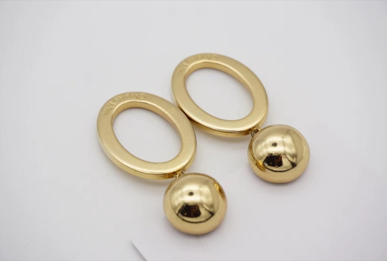 Christian Dior Vintage 1980s Logo Long Oval Hoop Statement Drop Clip Earrings, Gold, Mum, Wife, Girl, Him, Y2K, Anniversary, Birthday Gift image 8