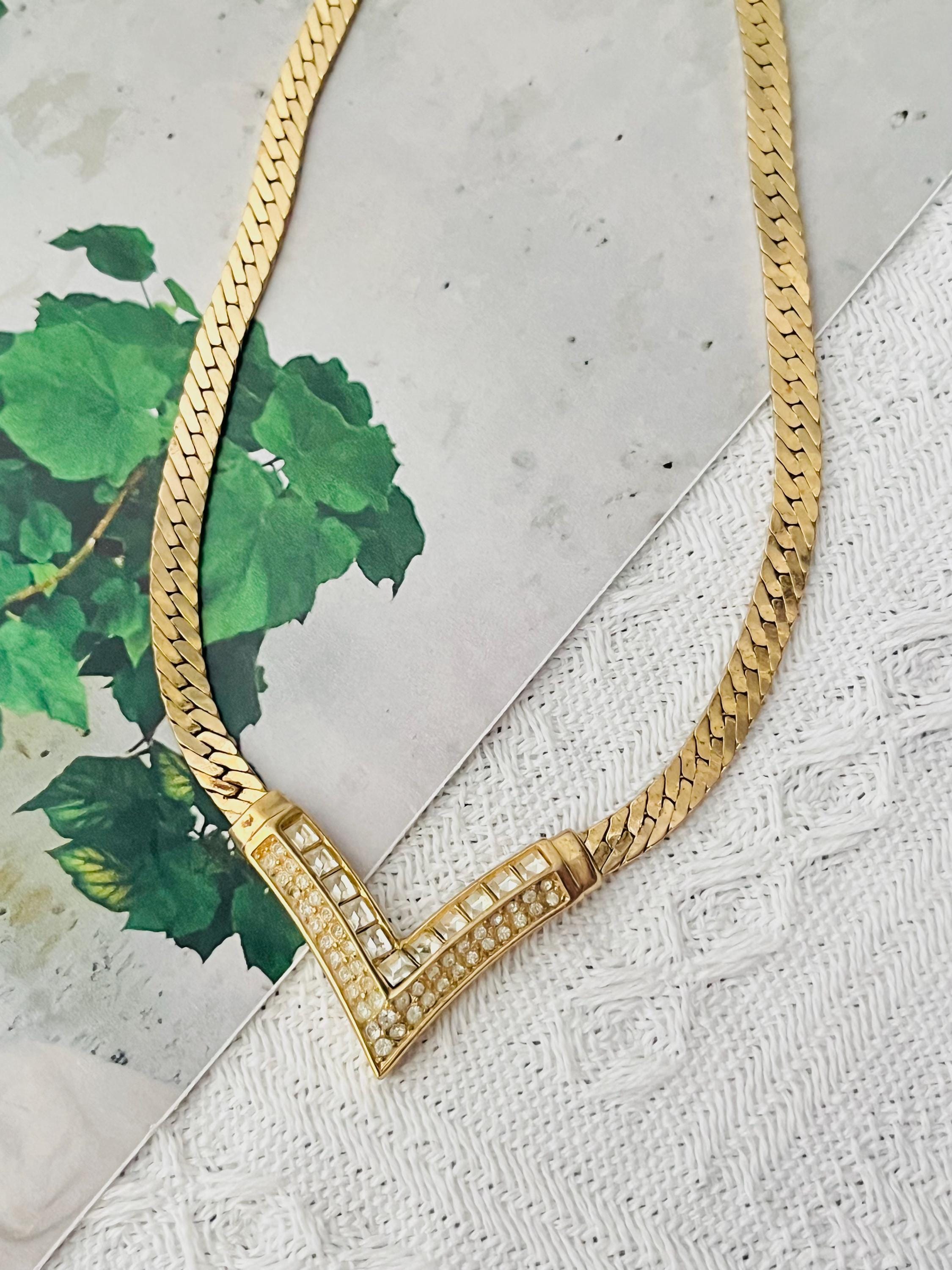 Christian Dior Vintage 1970s Crystals Square Arrow Triangle