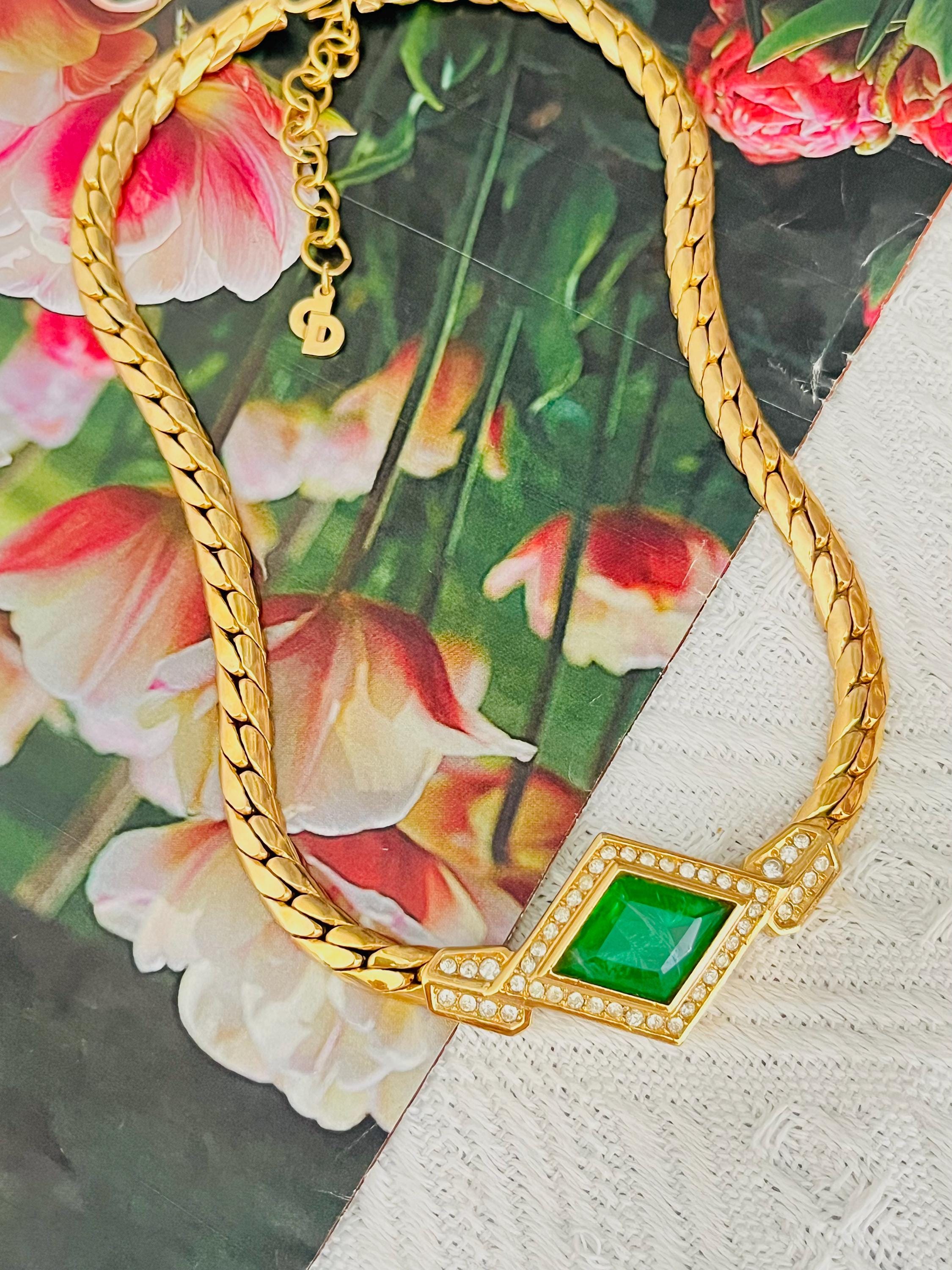 Christian Dior Vintage 1980s Emerald Gripoix Diamond Crystals