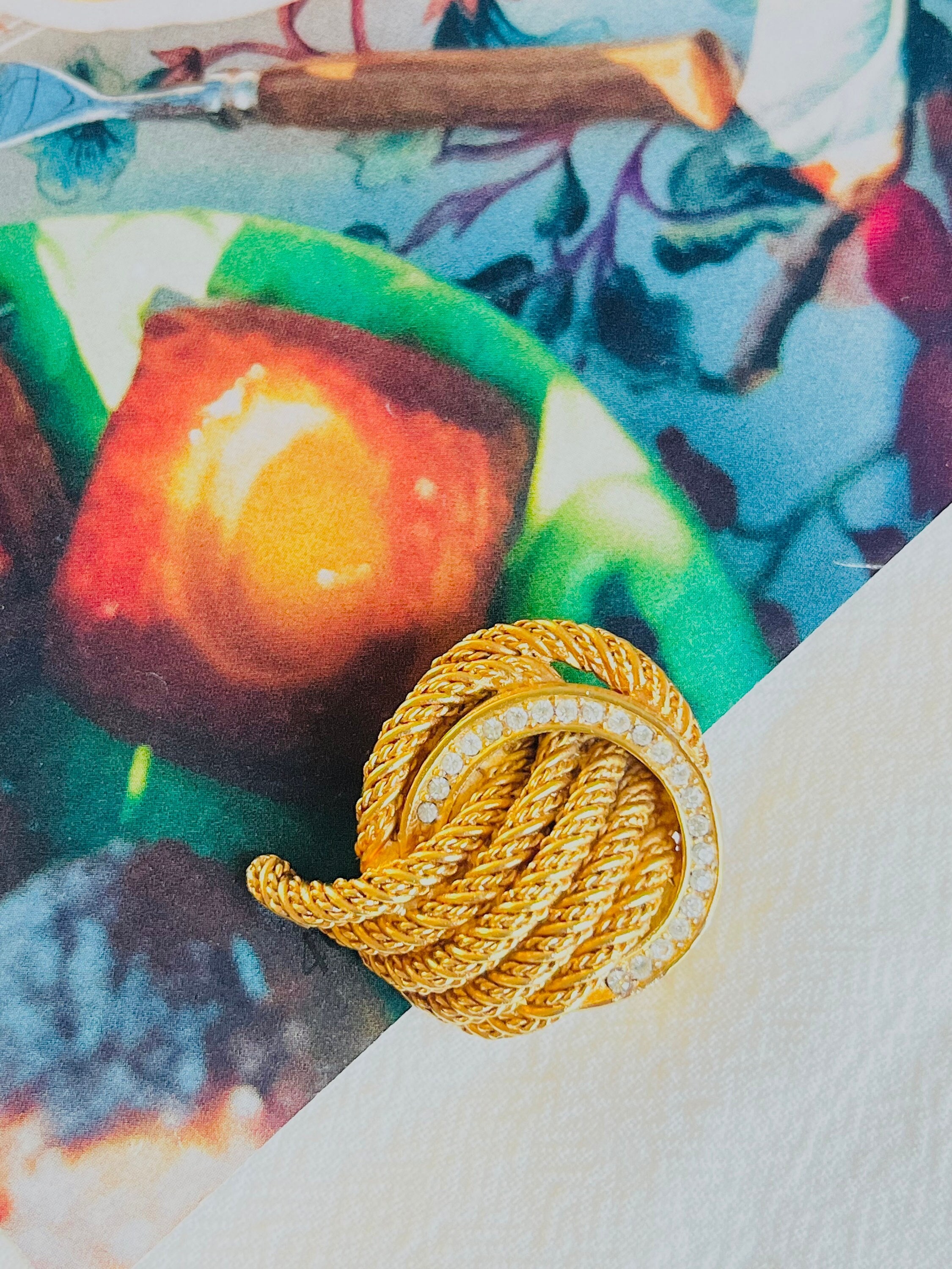 Christian Dior 1970s Vintage Round Hoop Knot Twist Rope Christian Dior 1970s Vintage Round Hoop Knot Twist Rope