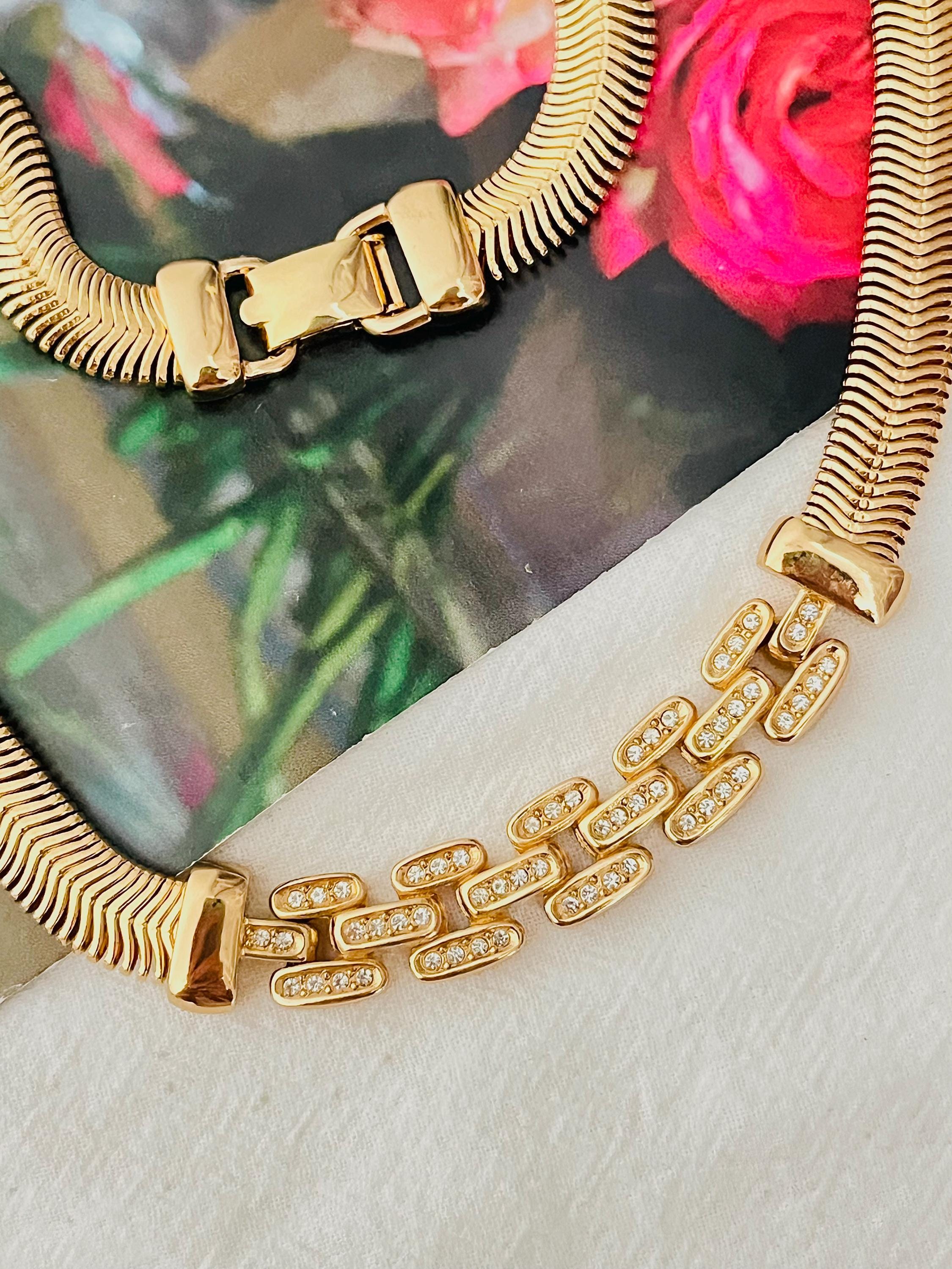 Christian Dior Vintage 1980s Interlinked Crystals Bib Omega Snake 
