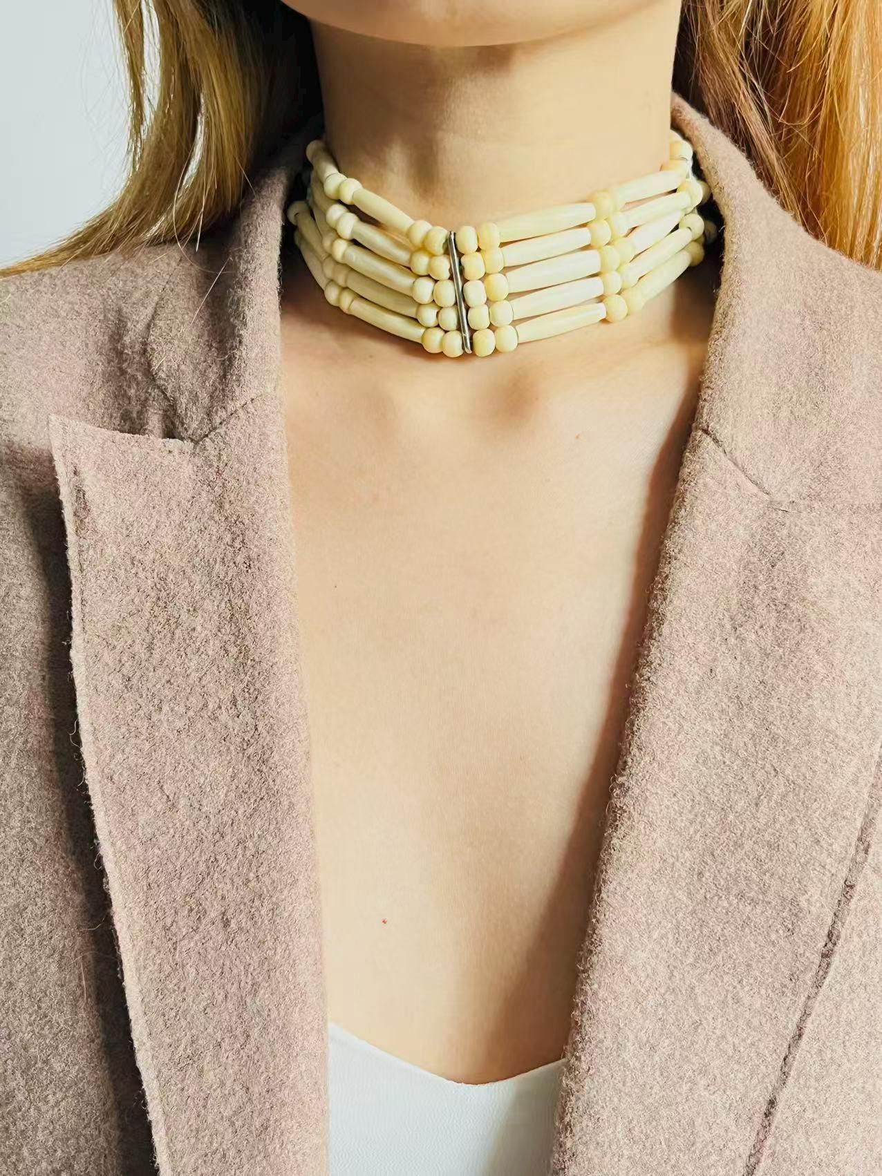 CHRISTIAN DIOR John Galliano 1998 Maasai Ivory Beads 5 Strands
