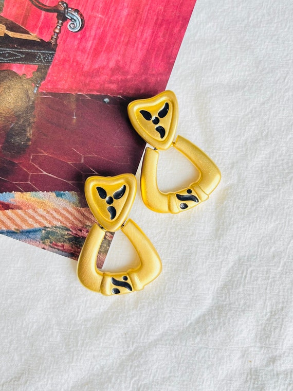 Givenchy Vintage Triangle Heart Love Black Hoop M… - image 2