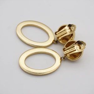 Christian Dior Vintage 1980s Logo Long Oval Hoop Statement Drop Clip Earrings, Gold, Mum, Wife, Girl, Him, Y2K, Anniversary, Birthday Gift image 10