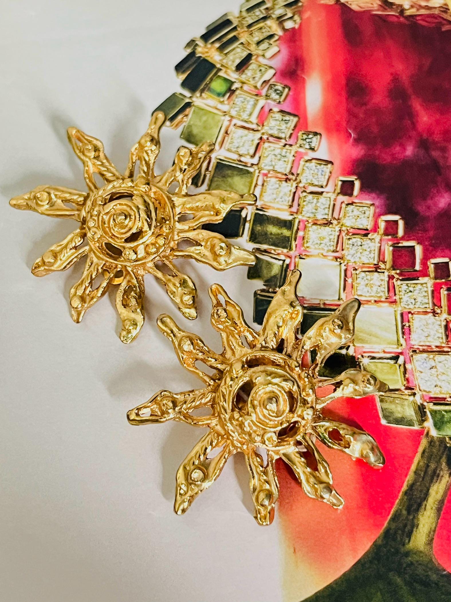 Christian Lacroix Vintage Baroque Large Sun Star Burst Swirl