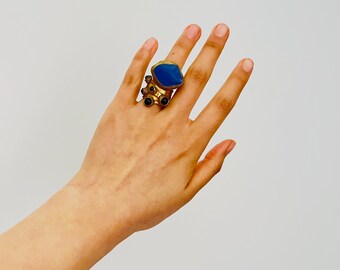 Yves Saint Laurent YSL Arty Cabochon Navy Enamel Black Dots