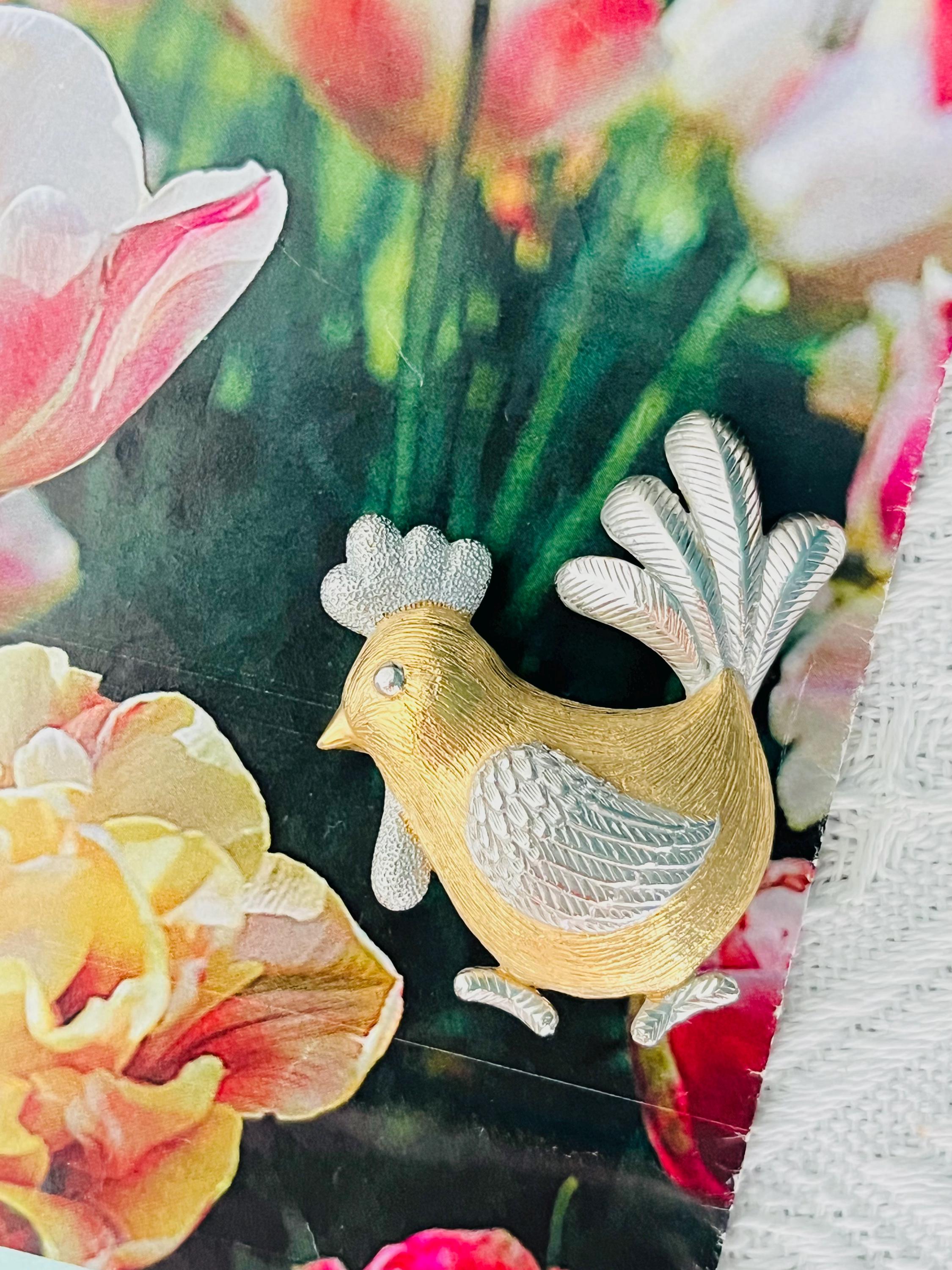超美品 Christian Dior ブローチ シルバー ×ゴールド ビンテージ Christian Dior GROSSE 1970s Vivid Cute Chick Baby Chicken Brooch