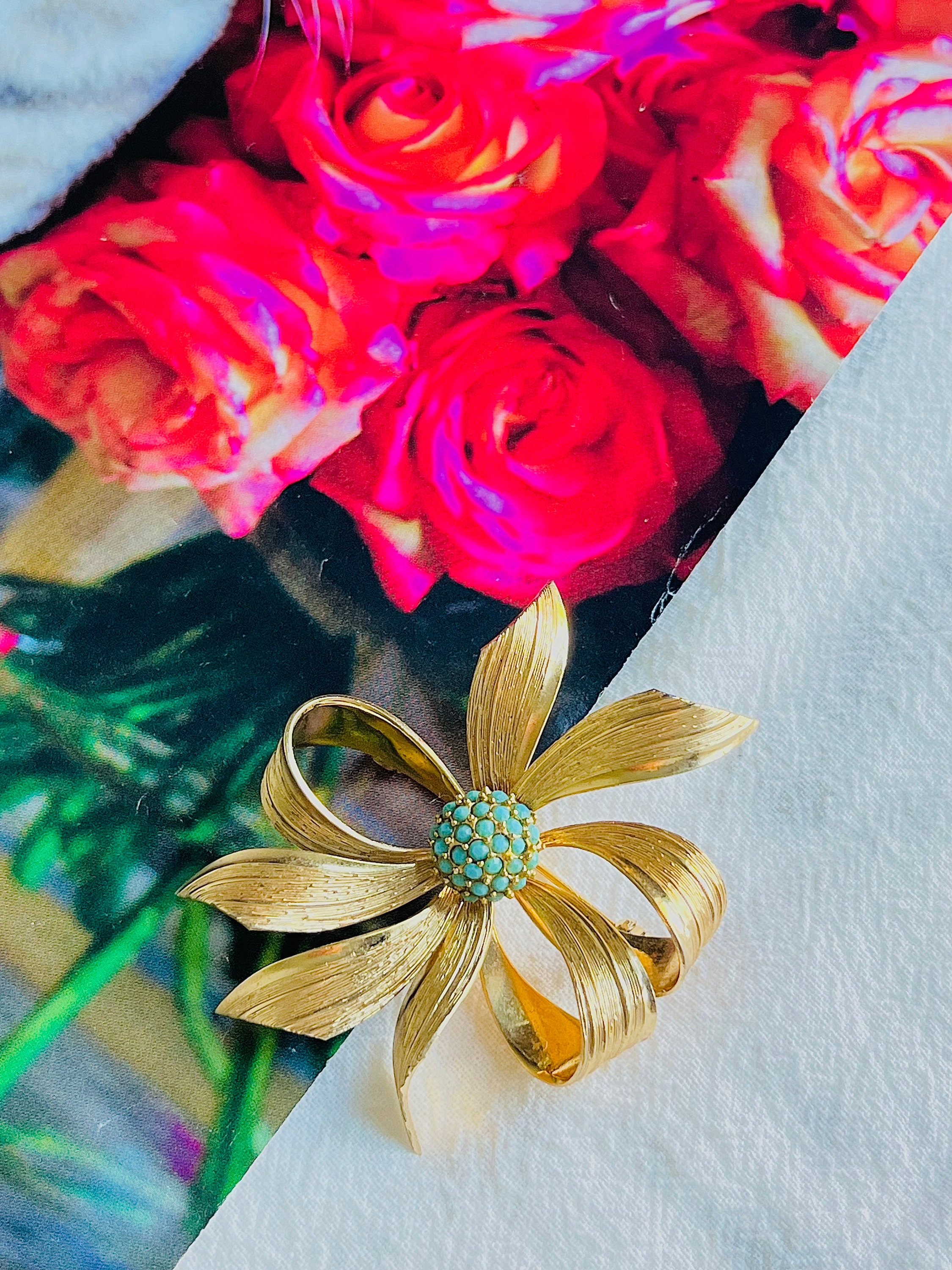 Christian Dior GROSSE 1965 Large Turquoise Crystal Floral Knot
