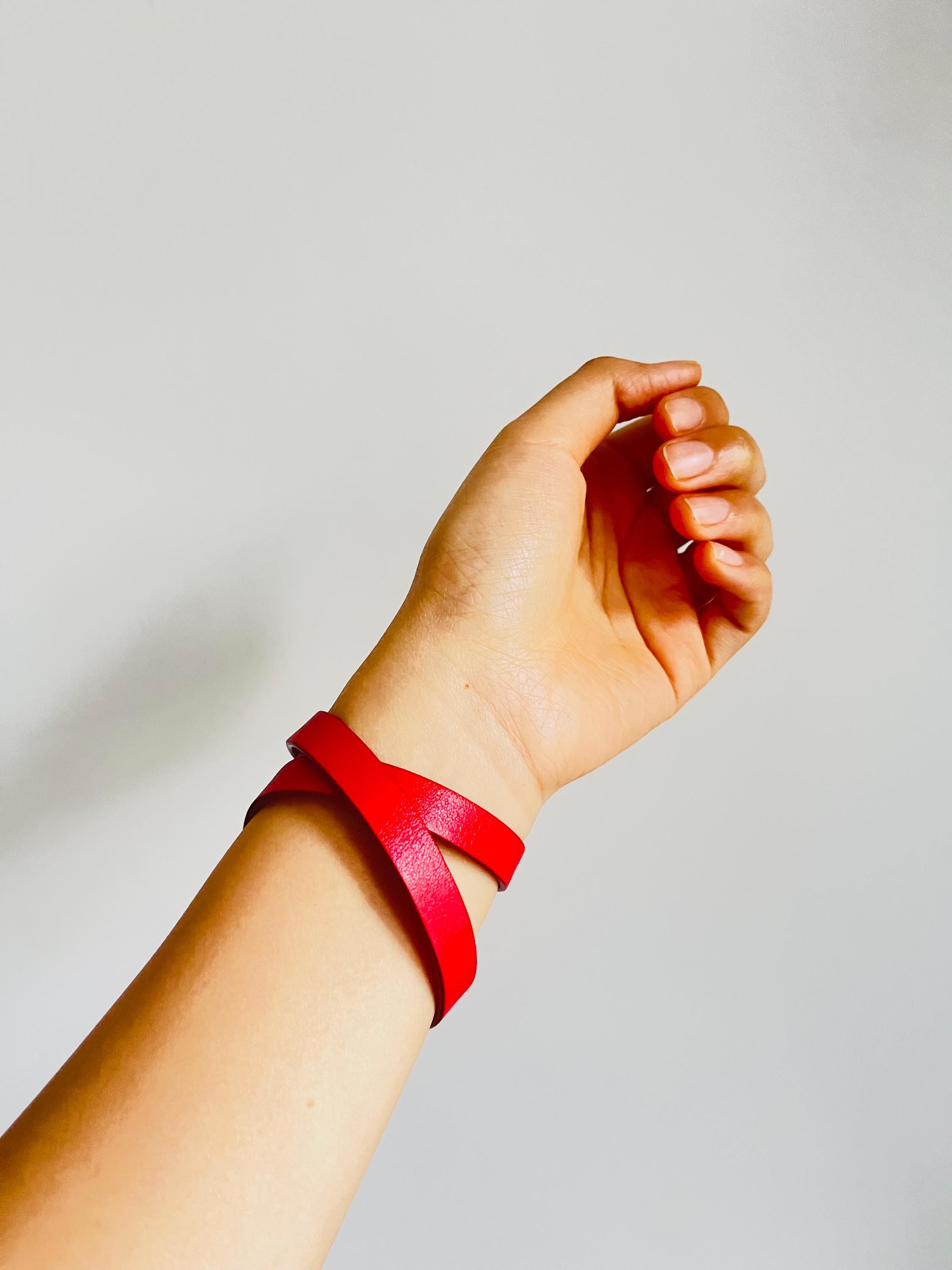 Dior 赤 レザー ダブルラップブレスレット クリスチャン・ディオール トリバレス ホワイトパール レッドレザー