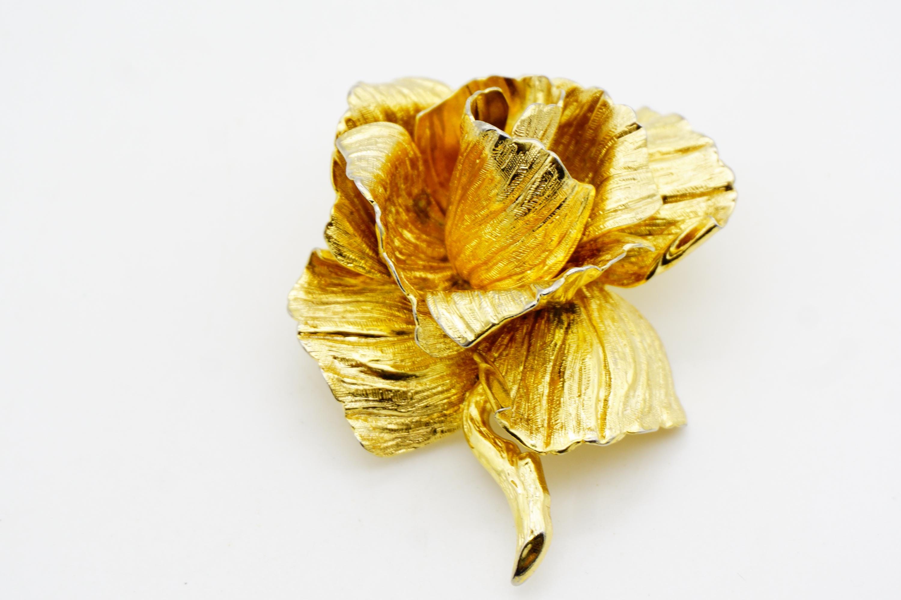 Christian Dior 1964 Vintage Large Vivid 3D Rose Blossom Flourish