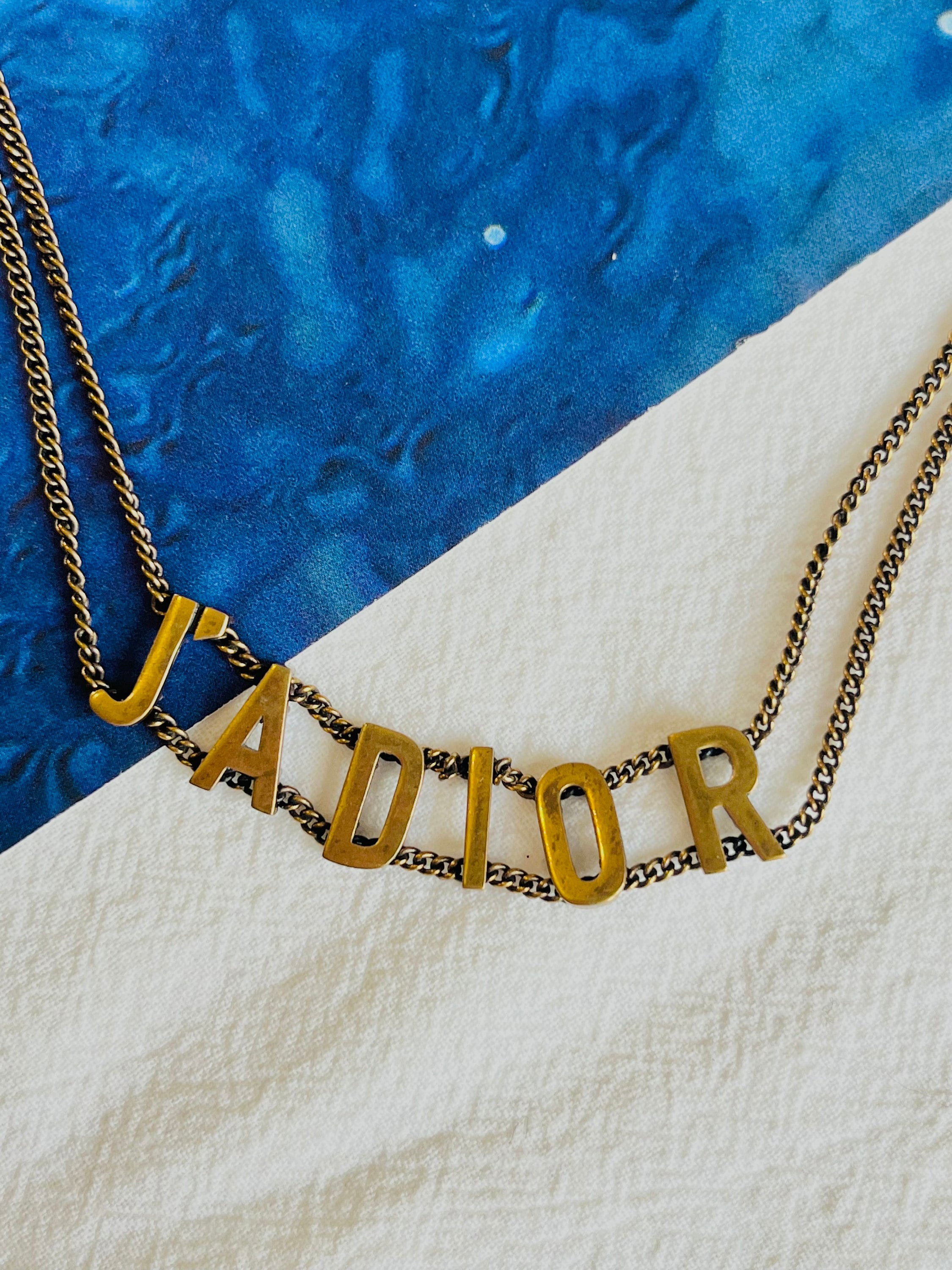 Christian Dior Vintage J'adior Logo Pendant Double Chain Christian Dior Vintage J'adior Logo Pendant Double Chain