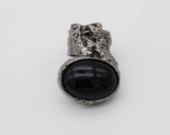 Yves Saint Laurent YSL Arty Black Cabochon Enamel Statement