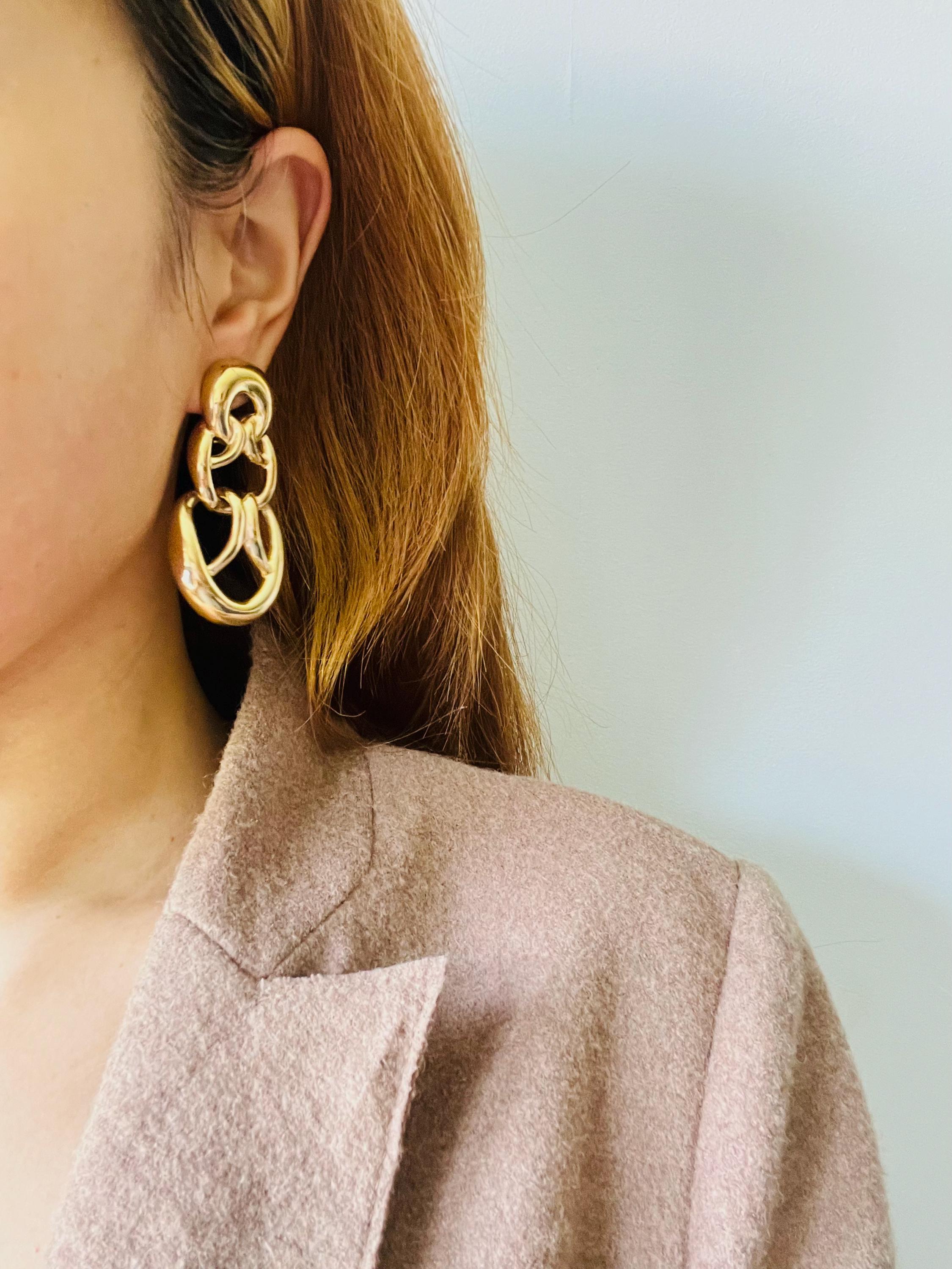 Givenchy Vintage 1980s Large Trio Intertwined Hoop Heart Dangle 