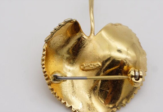 Dior リーフブローチ Christian Dior 1980s Vintage Textured Vivid Wave Leaf Round
